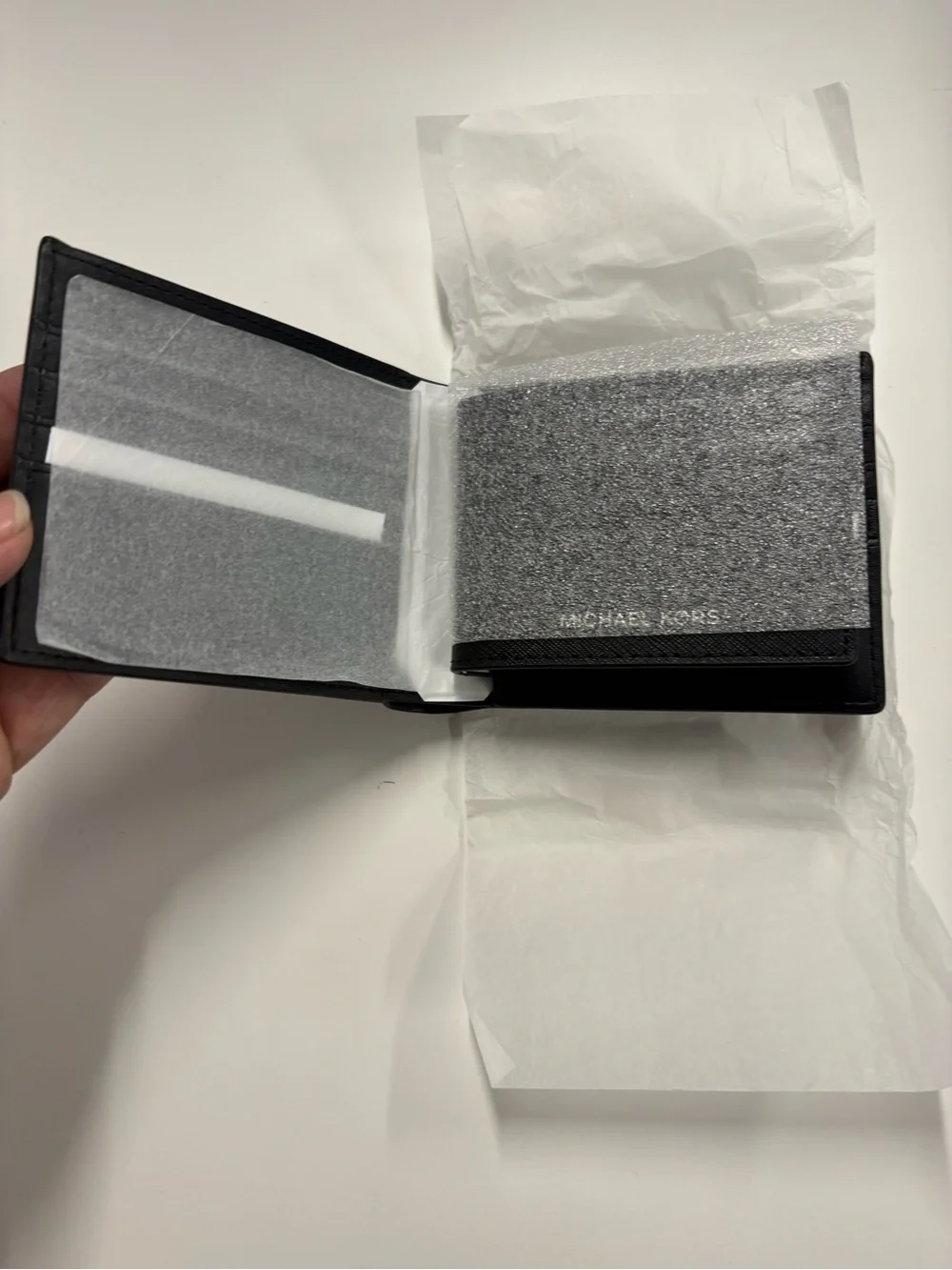 Michael Kors Black Textured Leather Card & Key Wallet